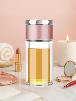 YELONA - Pink 300Ml Double-Wall Glass Infuser Bottle