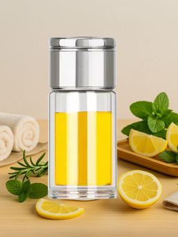 YELONA - Silver 300Ml Double-Wall Glass Infuser Bottle