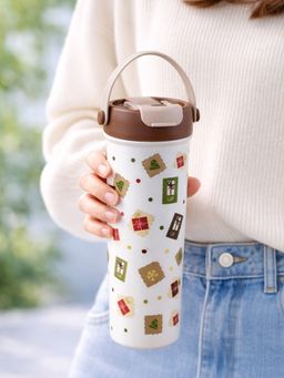 Little Surprise Box - Brown Gift Stamps Soft Silicone Handle Series Stainless Steel Tumbler