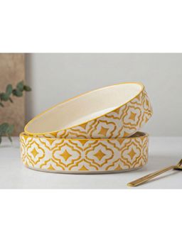 BODHI HOUSE - White Stackable Ceramic Salad Bowl (Pack Of 2)
