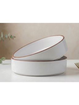 BODHI HOUSE - White Stackable Ceramic Salad Bowl (Pack Of 2)