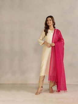 Fabindia - Women Pink Woven Dupatta