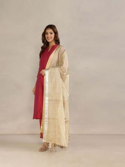 Fabindia - Women Beige Woven Dupatta