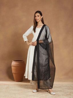 Fabindia - Women Black Embellished/Sequined Dupatta