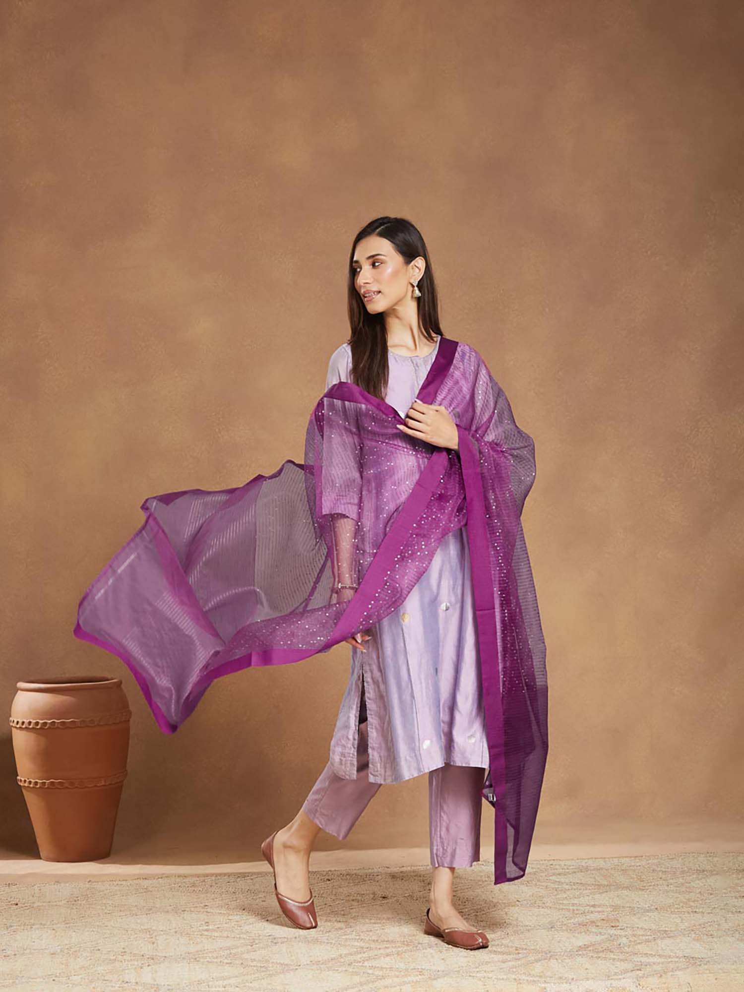 fabindia Women Purple Woven Dupatta-picture-16