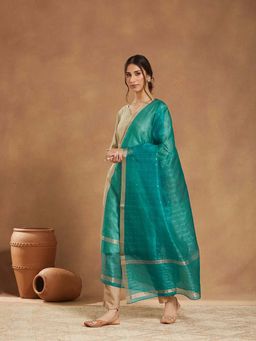 Fabindia - Women Turquoise Woven Dupatta