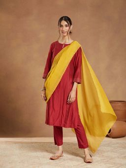 Fabindia - Women Yellow Solid/Plain Dupatta