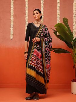Silk Land - Women Black Printed Dupatta
