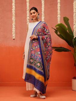 Silk Land - Women Blue Printed Dupatta