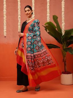 Silk Land - Women Teal Printed Dupatta
