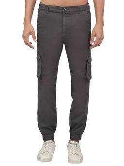 Cantabil - Men Grey Solid Stretchable Cargo