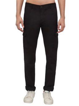 Cantabil - Men Black Solid Stretchable Cargo