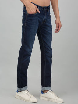 Cantabil - Men Dark Blue Solid Stretchable Jeans