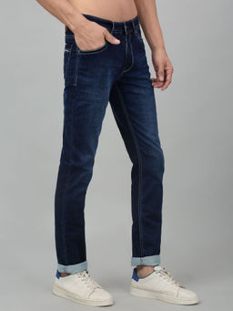 Cantabil - Men Dark Blue Solid Stretchable Jeans