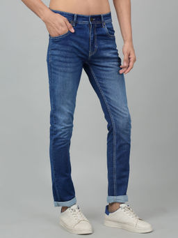 Cantabil - Men Light Blue Solid Stretchable Jeans
