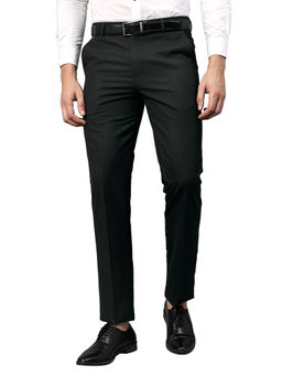 Cantabil - Men Charcoal Black Non Pleated Formal Trouser