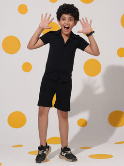 Cherry & Jerry - Black Airflow Textured Co-Ord Set