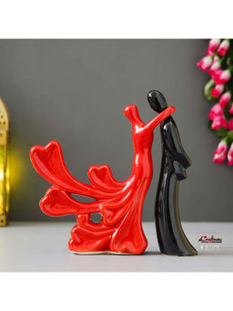 eCraftIndia - Resin Red Black Romantic Hugging Loving Couple Statue