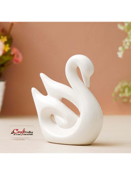 eCraftIndia - White Resin Loving Swan Showpiece Decorative Bird Figurine Statue
