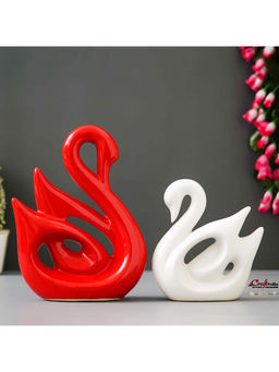 eCraftIndia - Resin Loving Couple Swan Showpieces Bird Figurines Statues (Pack Of 2)