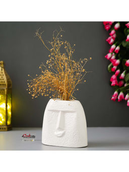eCraftIndia - White Resin Smile Face Shape Flower Vase
