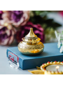 eCraftIndia - Gold Decorative Sindoor Box for Pooja