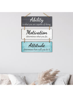 eCraftIndia - Ability Motivation Attitude Wooden Wall Hanging for Home Office