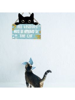 eCraftIndia - All Visitors Must Be Approved By The Cat Wooden Door Wall Hanging Decor
