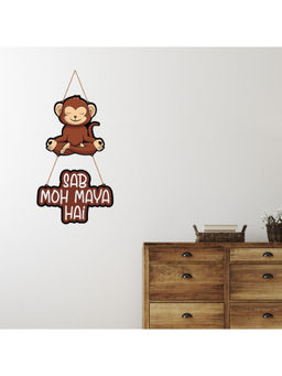 eCraftIndia - Sab Moh Maaya Hai Quirky Monkey Decorative Wooden Wall Hanging Decor