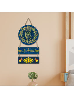 eCraftIndia - Namaste Lady Welcome Wooden Door Wall Hanging for Living Room Home Office