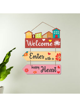 eCraftIndia - Welcome Home Enter With A Happy Heart Wooden Door Wall Hanging Decor
