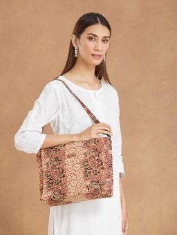 Fabindia - Women Red Cotton Floral Printed Shoulder Bag