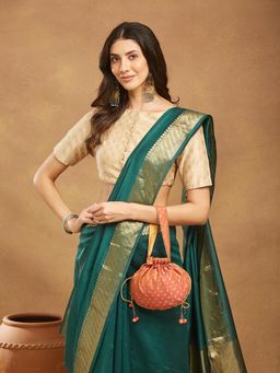 Fabindia - Women Orange Embellished Potli Bag