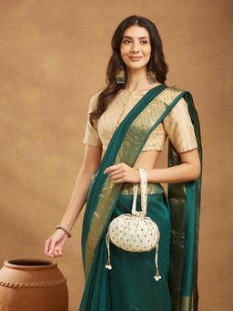 Fabindia - Women White Embellished Potli Bag