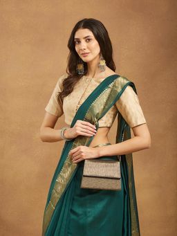 Fabindia - Women Bronze Polyester Clutch