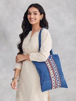 Fabindia - Women Blue Stripes Lambani Tote Bag