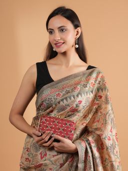 DRASTR - Women Red Embroidered Party Clutch with Detachable Handle