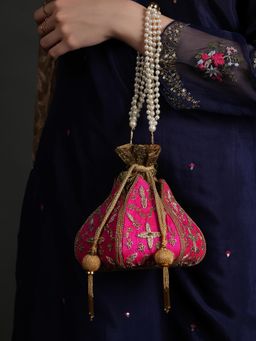 DRASTR - Women Pink Embellished Party Potli Bag