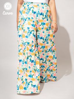 Twenty Dresses by Nykaa Fashion - Curve Multicolor Floral Printed Wide Leg Pants