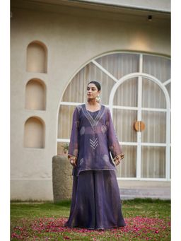 The Clothing Therapy - Deep Purple Bustier with Palazzo and Kurta