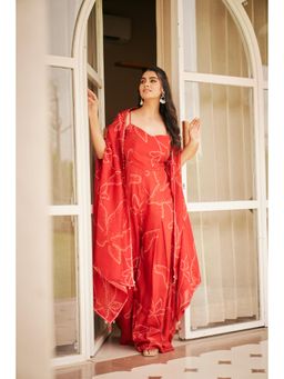 The Clothing Therapy - Tomato Red Jumpsuit with Cape