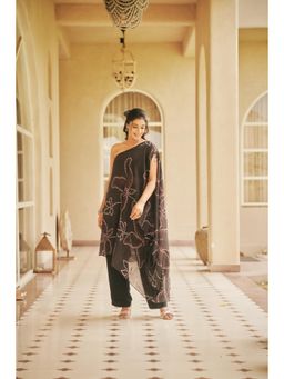 The Clothing Therapy - Black One Shoulder Kurta with Bustier and Pant
