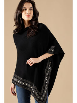 Gipsy - Black Regular Fit Acrylic Poncho