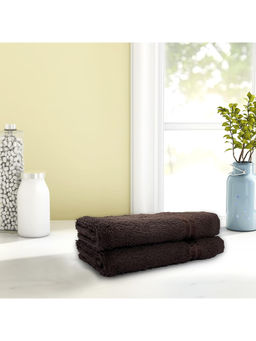 Welspun - Brown Anti-Bacterial Cotton 380 Gsm Dobby Weave Plain Hand Towels