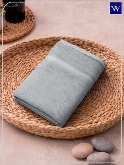 Welspun - Grey Alpha Cotton 400 Gsm Dobby Weave Solid Premium Bath Towel