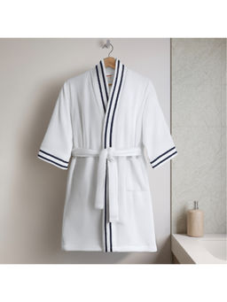 SPACES - White Airsoft Cotton 300 Gsm Dobby Plain Bath Robe