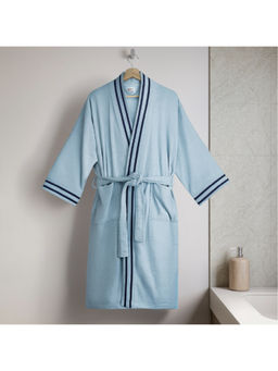 SPACES - Blue Airsoft Cotton 300 Gsm Dobby Plain Bath Robe