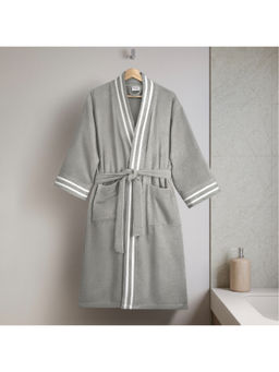 SPACES - Grey Airsoft Cotton 300 Gsm Dobby Plain Bath Robe