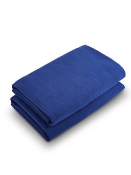 SPACES - Blue Freshlite Cotton 250 Gsm Dobby Plain Bath Towels