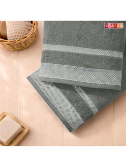 SPACES - Grey Hygro Cotton 600 Gsm Dobby Weave Solid Premium Bath Towels
